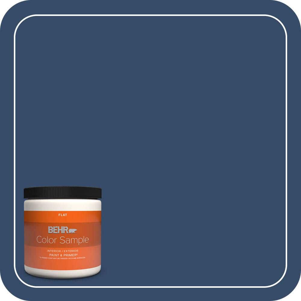 BEHR PREMIUM PLUS 8 oz. #580D-7 Deep Royal Flat Interior/Exterior Paint & Primer Color Sample