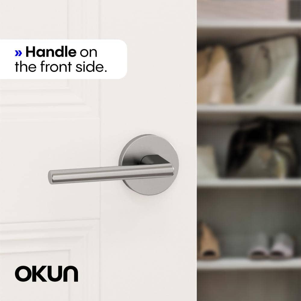 Okun Brio Metal Brushed Nickel Dummy Door Handle with Round Rosette (2)
