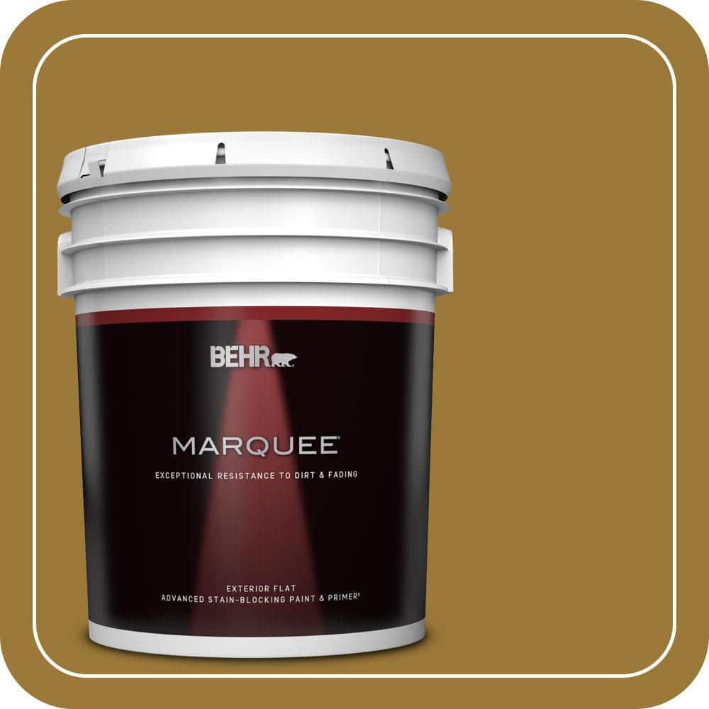 BEHR MARQUEE 5 Gal. #M300-7A Retro Gold Flat Exterior Paint and Primer