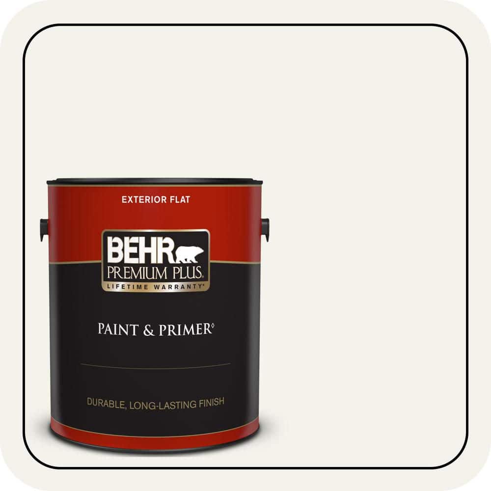 BEHR PREMIUM PLUS 1 gal. #W-F-600 Snow Fall Flat Exterior Paint & Primer