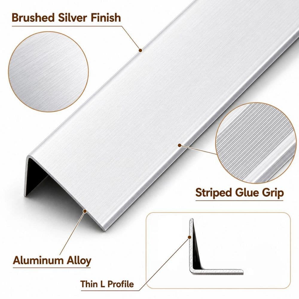 NVNOO 1.2 in. x 4 ft. Aluminum Wall Corner Guard Protectors with 90° for Edge Drywall Decoration, Silver (30-Pack) (3)