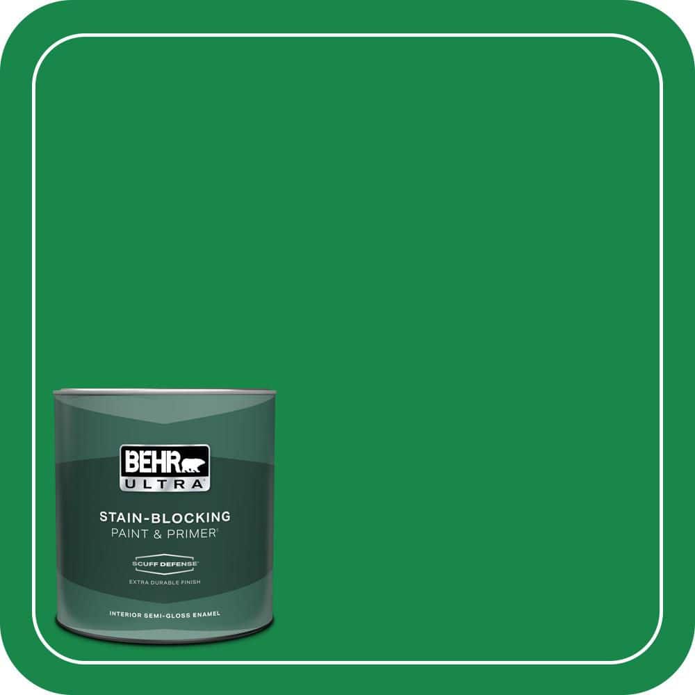 BEHR ULTRA 1 qt. #460B-6 Chlorophyll Extra Durable Semi-Gloss Enamel Interior Paint & Primer (1)