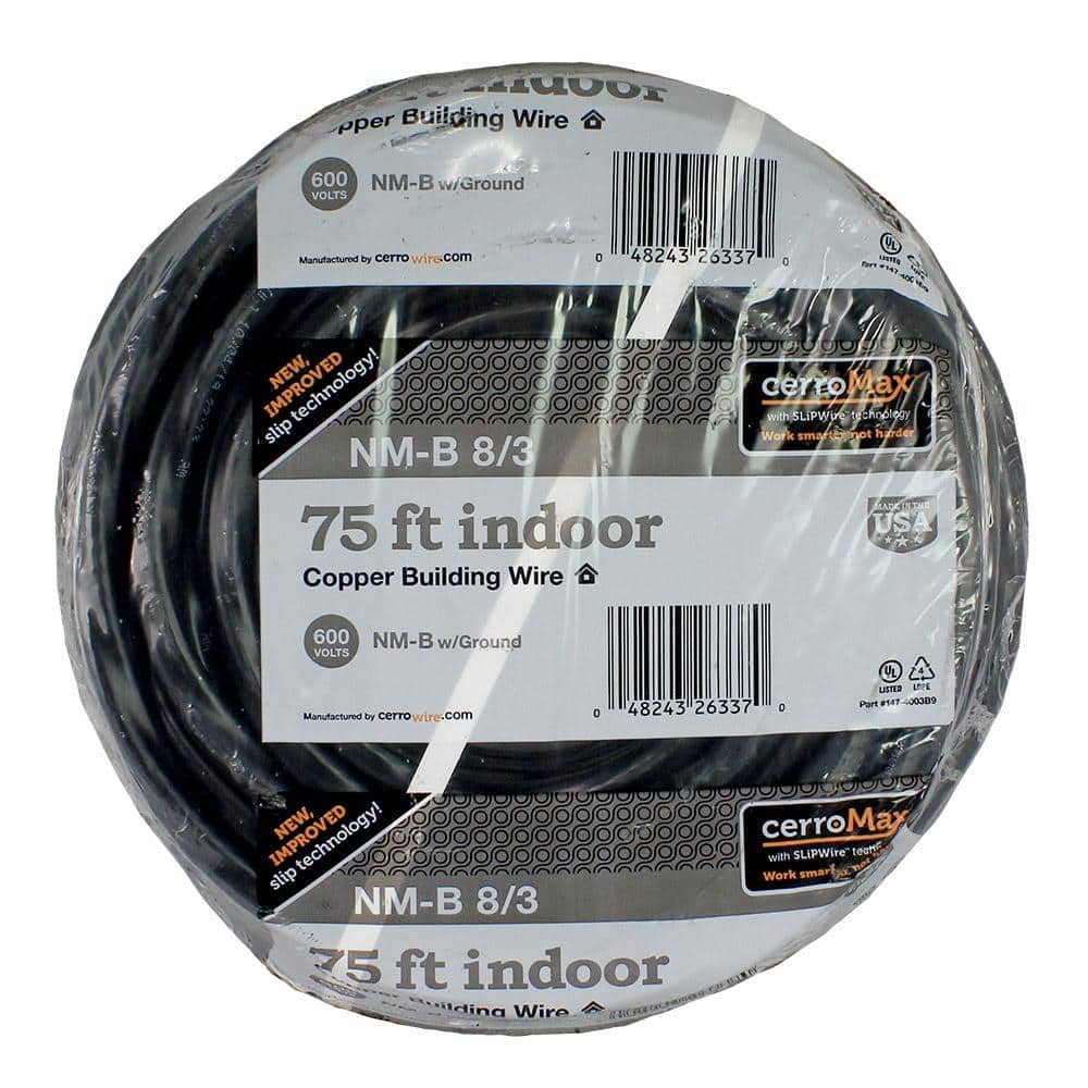 Cerrowire 75 ft. 8/3 Black Stranded CerroMax SLiPWire Copper NM-B Wire (3)