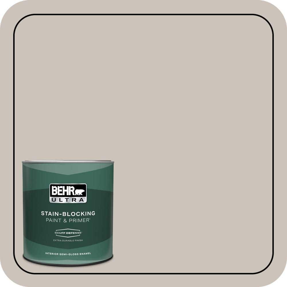 BEHR ULTRA 1 qt. #N200-2 Doeskin Gray Extra Durable Semi-Gloss Enamel Interior Paint & Primer