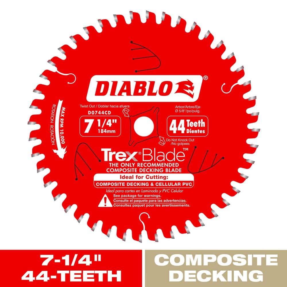 DIABLO 7-1/4in. x 44-Teeth TrexBlade Circular Saw Blade for Composites and Plastic