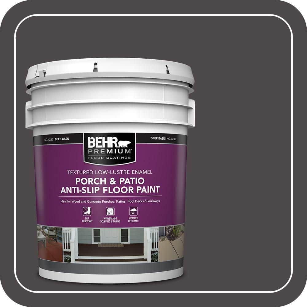 BEHR PREMIUM 5 gal. #N530-7 Private Black Textured Low-Lustre Enamel Interior/Exterior Porch and Patio Anti-Slip Floor Paint