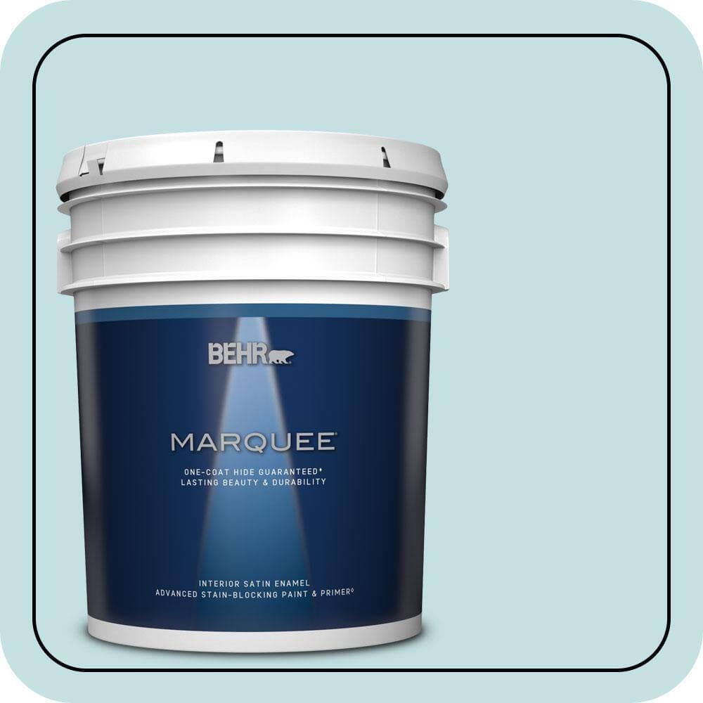 BEHR MARQUEE 5 gal. #T17-04 Peek a Blue Satin Enamel Interior Paint & Primer (1)