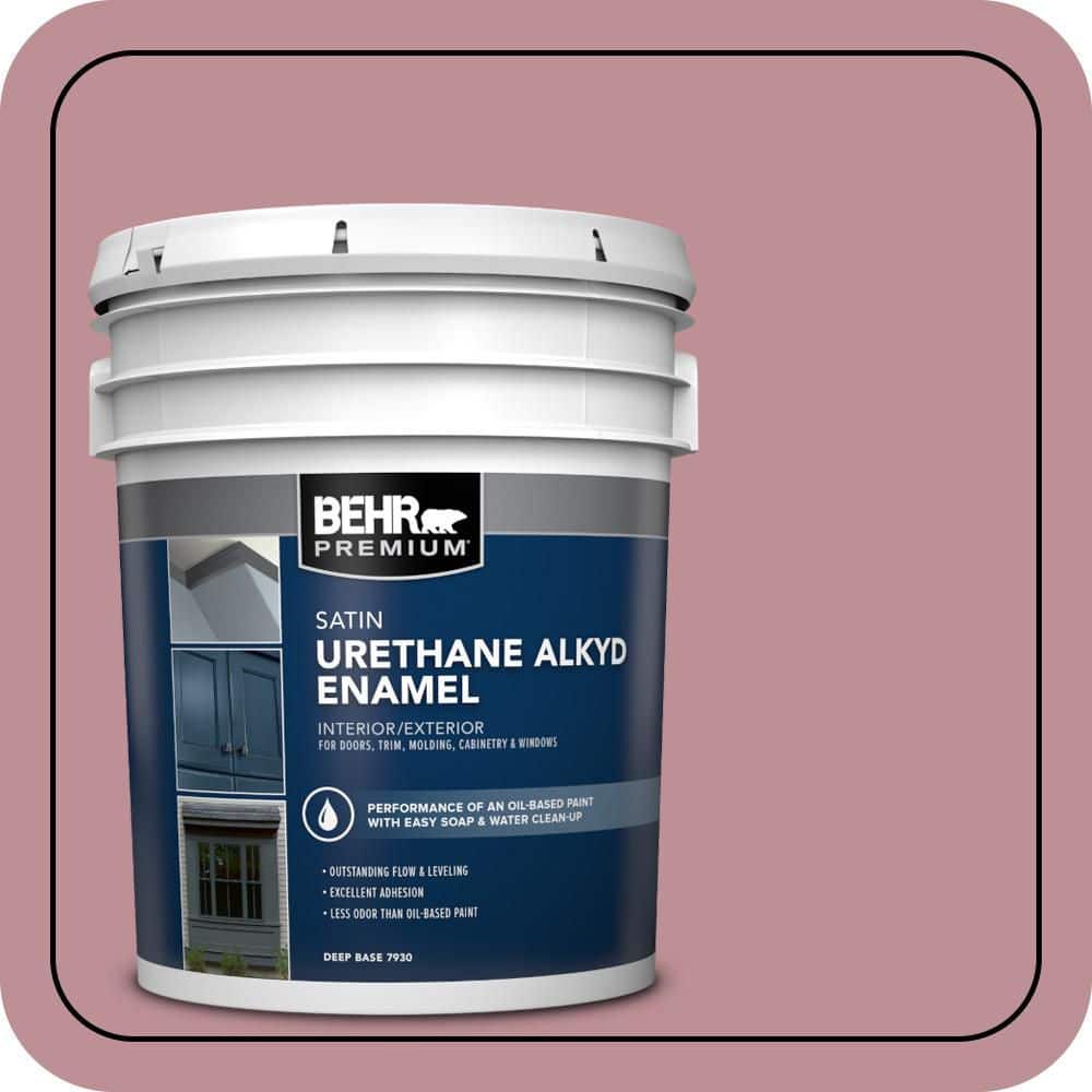 BEHR PREMIUM 5 gal. #S130-4 Cherry Juice Urethane Alkyd Satin Enamel Interior/Exterior Paint