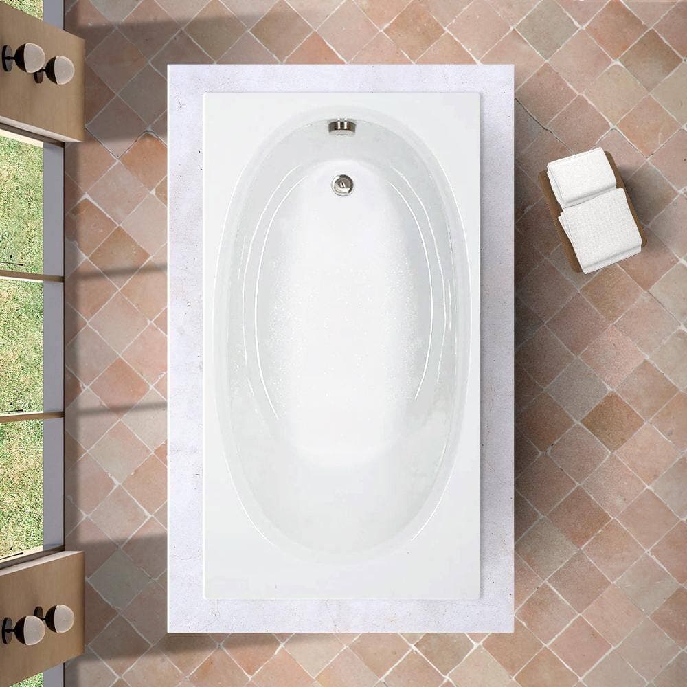 Comfortflo 60 in. x 32 in. Acrylic Rectangular Drop-in Soaking Bathtub with Reversible Drain in Bone (3)