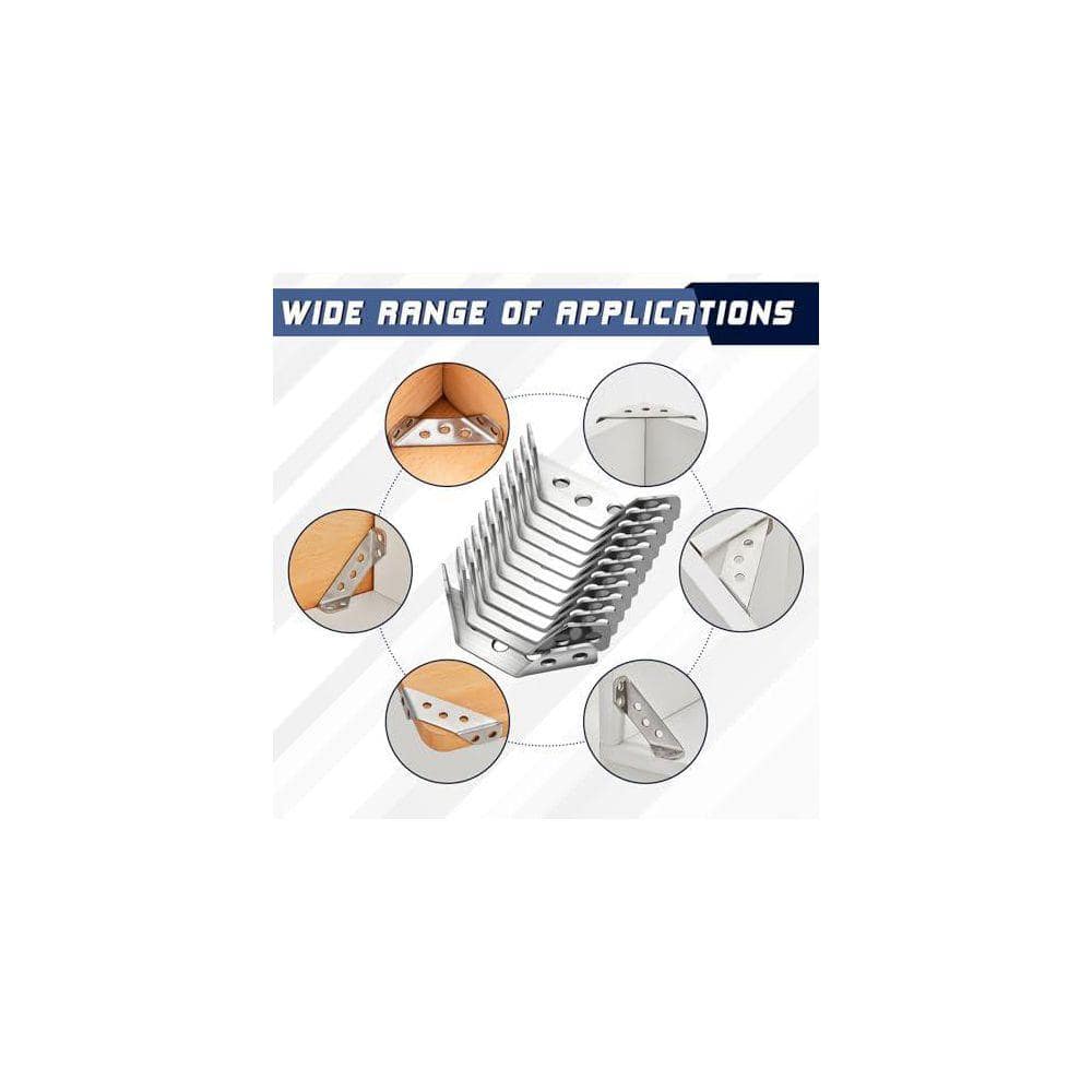 KIWDZFU 2.68 x 1.18 50-Gauge Stainless Steel Furniture Corner Connector Brace with Screws Triangular Bracket 50 Pack (3)