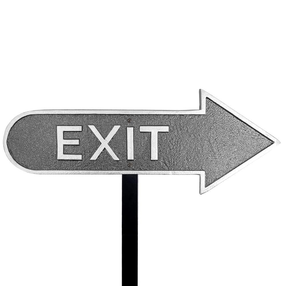 Montague Metal Products 6" x 15.5" Right Arrow Exit Statement Plaque Sign with Lawn Stake-Swedish Iron