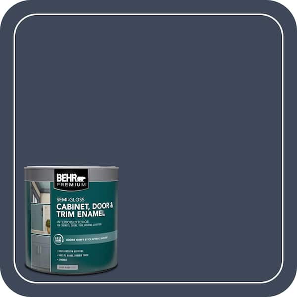 BEHR PREMIUM 1 qt. #AE-42 Academic Navy Semi-Gloss Enamel Interior/Exterior Cabinet, Door & Trim Paint (2)