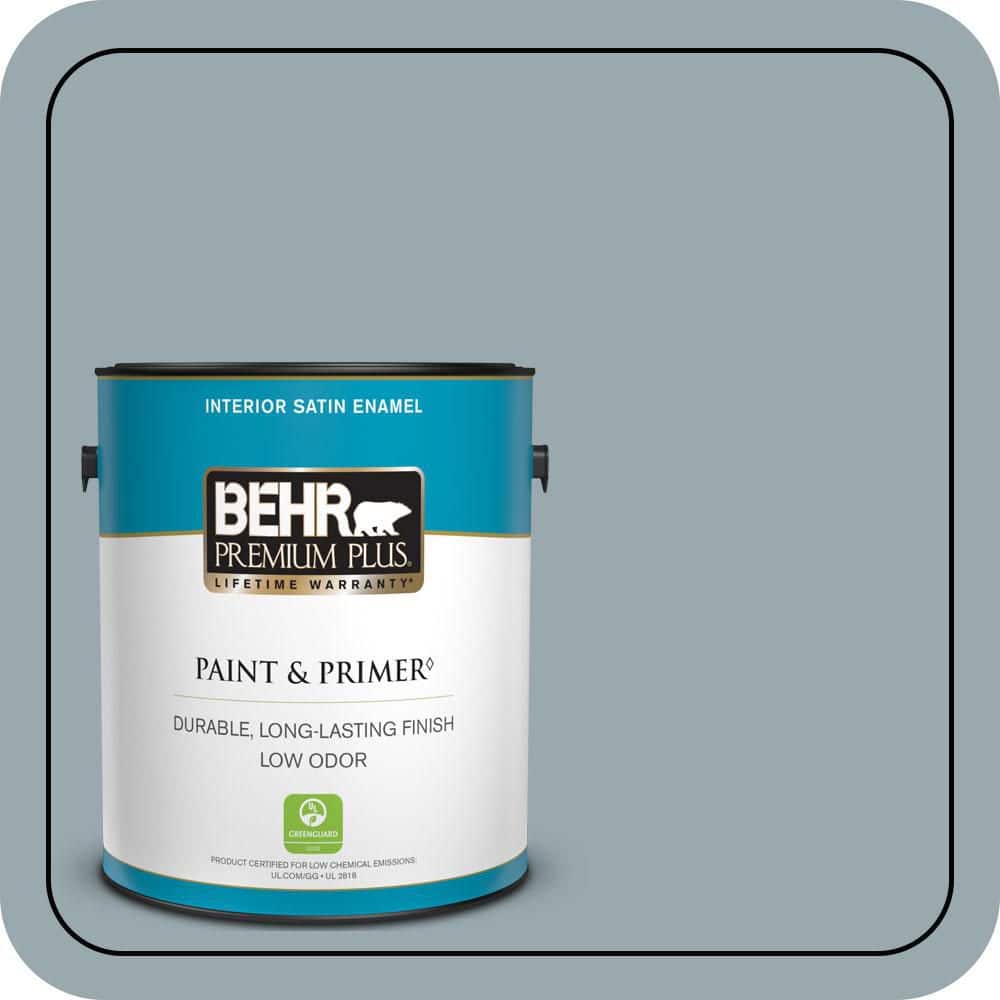 BEHR PREMIUM PLUS 1 gal. #N470-4 NorWester Satin Enamel Low Odor Interior Paint & Primer (1)
