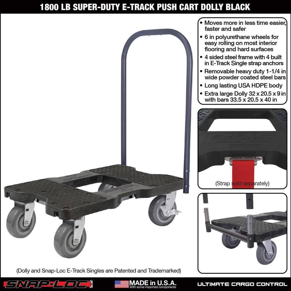 SNAP-LOC 1,800 lbs. Capacity Super-Duty Professional E-Track Push Cart Dolly in Black (3)