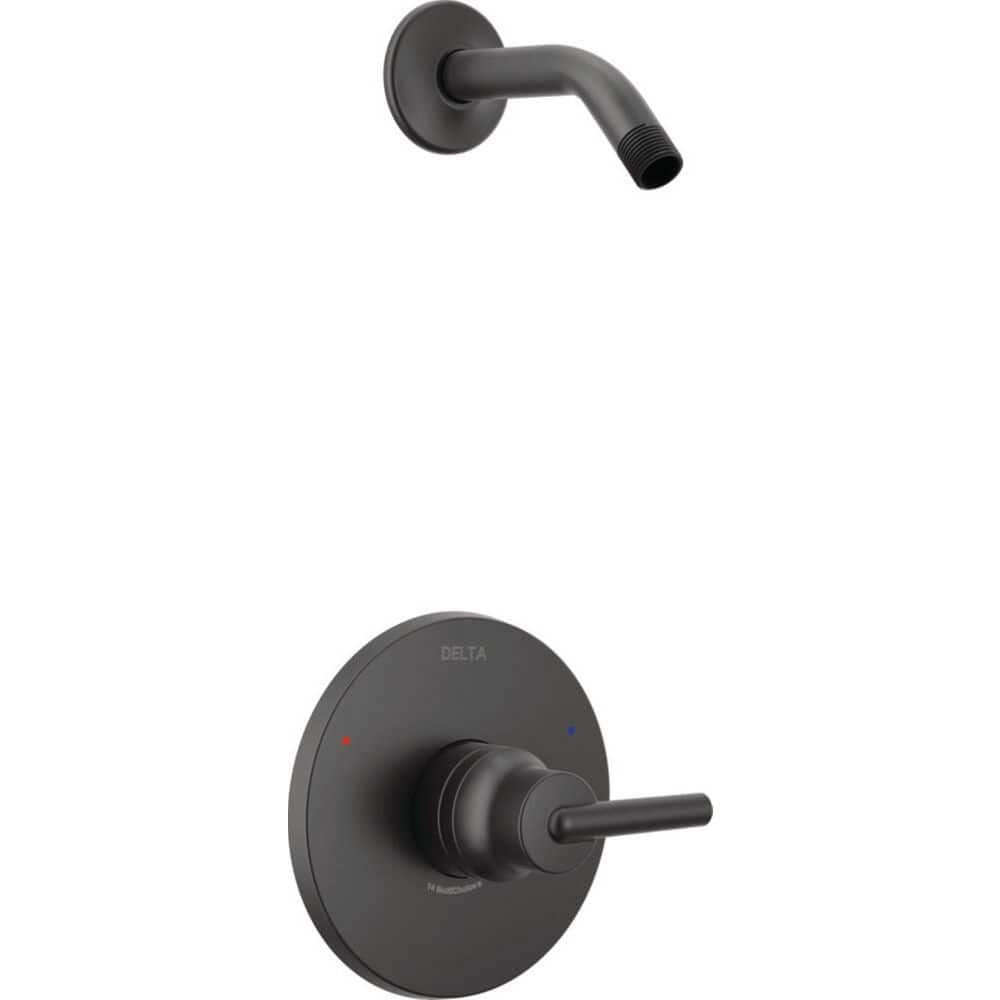 Delta Trinsic Less Shower Head Rough Not Included 1-Handle Shower Faucet in Matte Black (Valve Not Included)