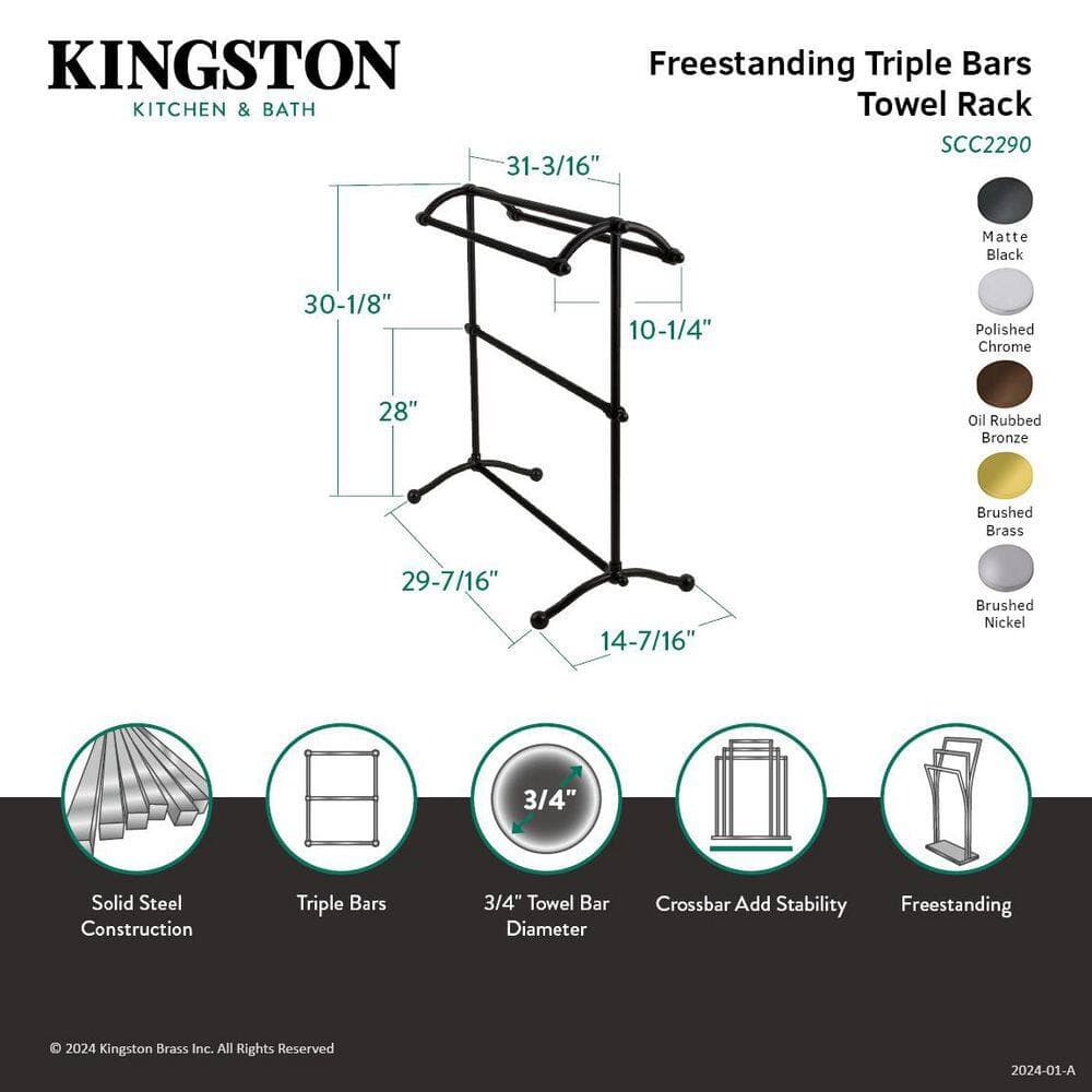 Kingston Brass Edenscape 3-Bar Freestanding Towel Rack in Oil Rubbed Bronze (2)