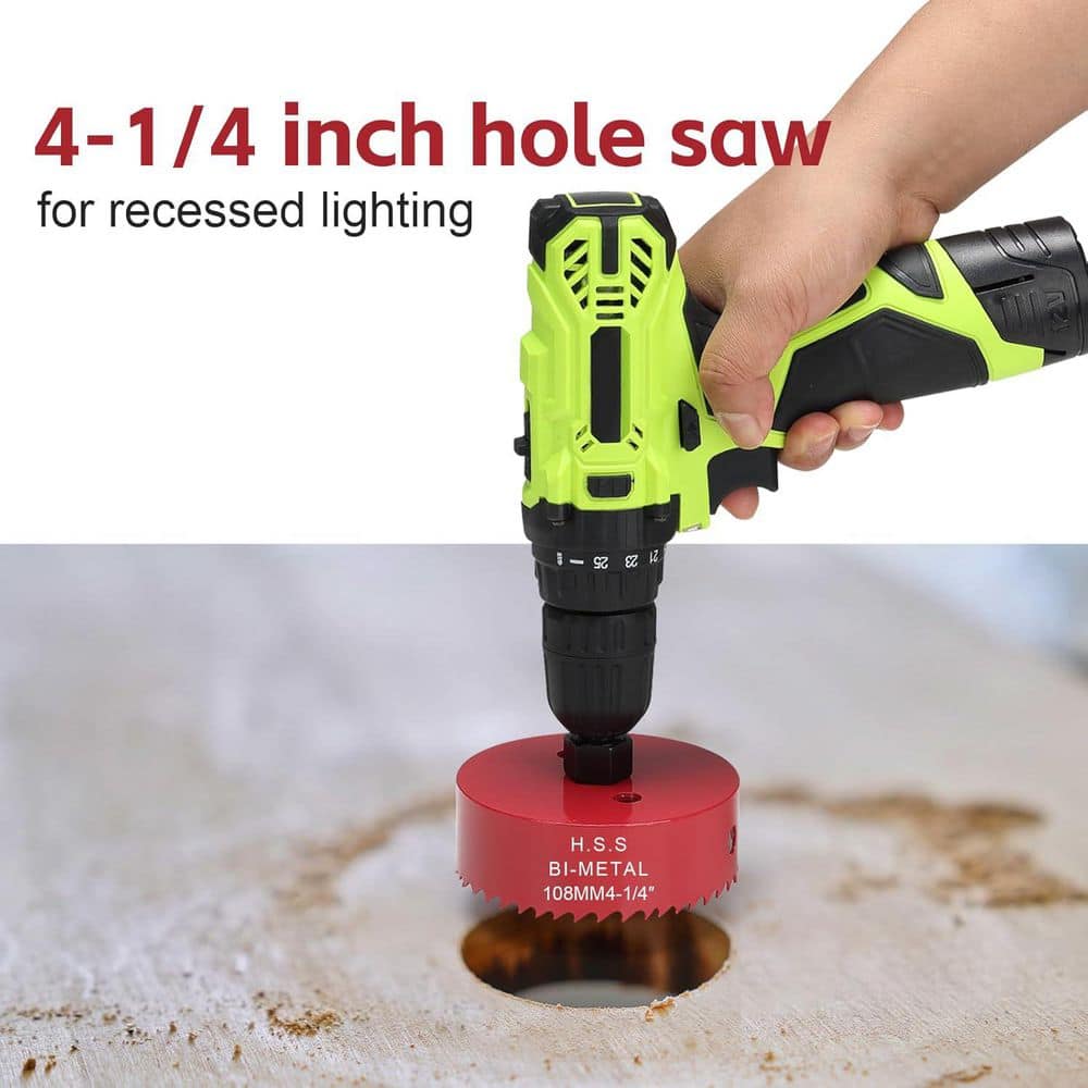 Unbranded 4-1/4 in. HSS Bi-Metal Hole Saw with Hex Adapter for Wood Recessed Lighting Cornhole Boards Plastic Drywall Fiberboard (2)