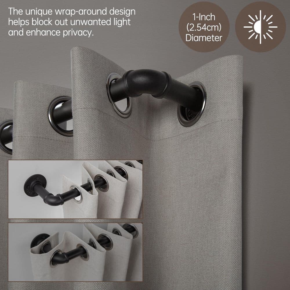 Wudkey 1 in. Dia. x 66 in. to 120 in. Adjustable Shower Curtain Rod in Black, Indoor Outdoor Room Divider Drapery Pole (2)