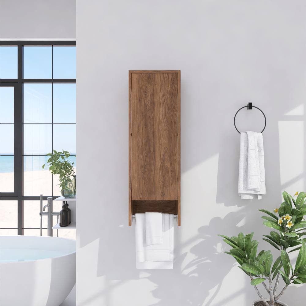UPIKER 12 Inch Wall Mounted Side Cabinet With Soft Closing Door, Internal Shelf and Towel Rack (1)