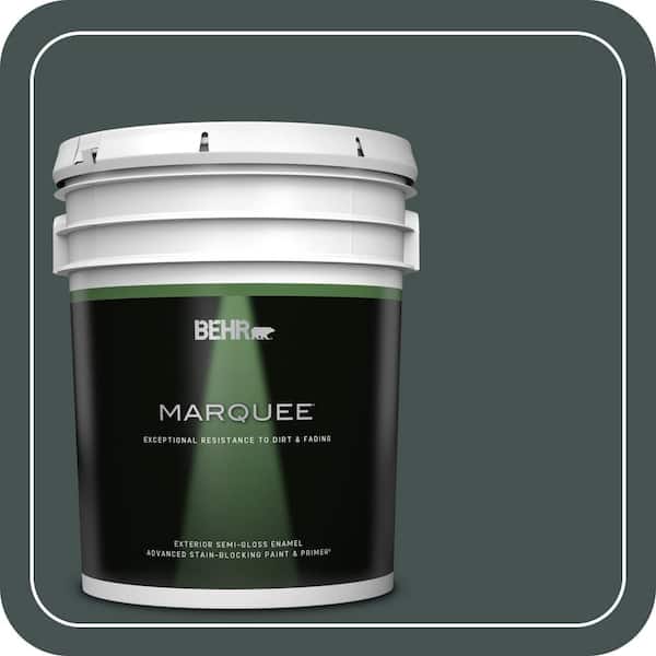 BEHR MARQUEE 5 gal. #MQ6-44 Black Evergreen Semi-Gloss Enamel Exterior Paint & Primer (2)