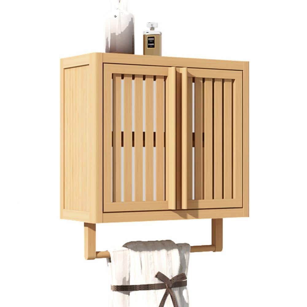 JimsMaison 20 in. W x 8.5 in. D x 22 in. H Bathroom Storage Wall Cabinet with Shelf and Towels Bar in Neutral (1)