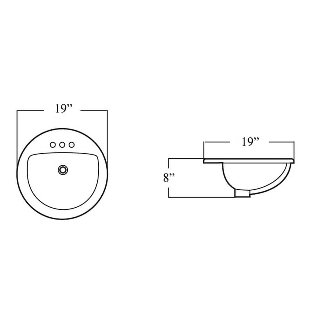 Kingsman Hardware 19 in. Round Topmount/Self Rimming/Drop-In Glazed Vitreous Ceramic Lavatory Vanity Bathroom Sink Pure in White (3)