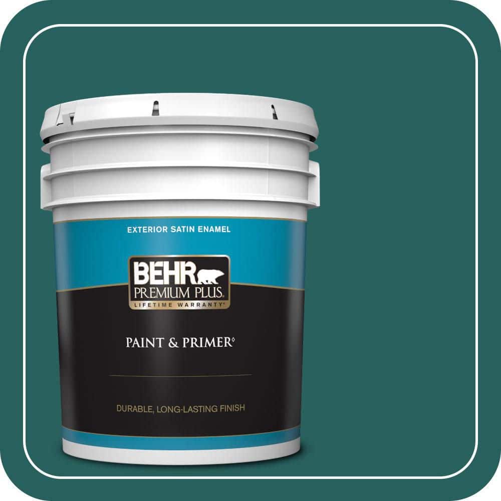 BEHR PREMIUM PLUS 5 gal. #MQ6-05 Verdant Forest Satin Enamel Exterior Paint & Primer