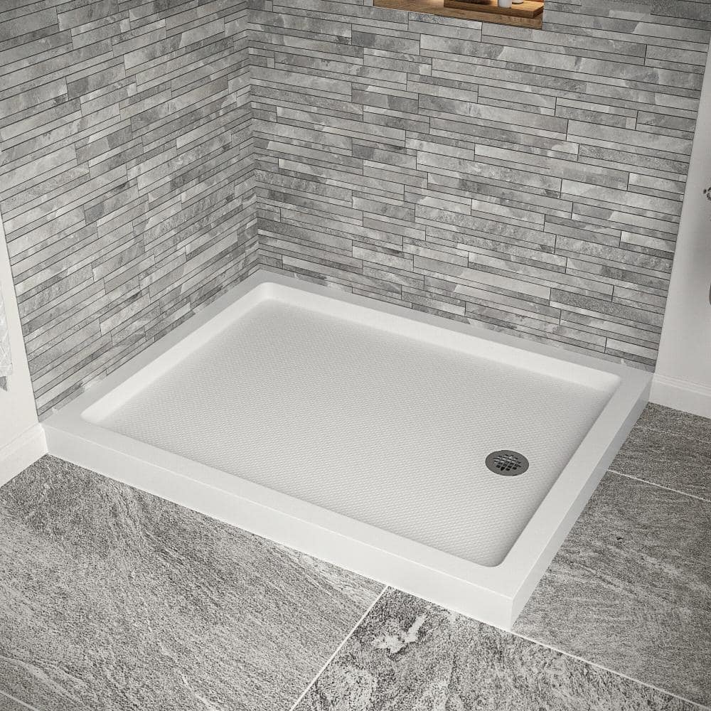 Streamline 48 in. L x 36 in. W Corner Acrylic Shower Pan Base, Glossy White with Right Hand Drain, Drain Included (3)