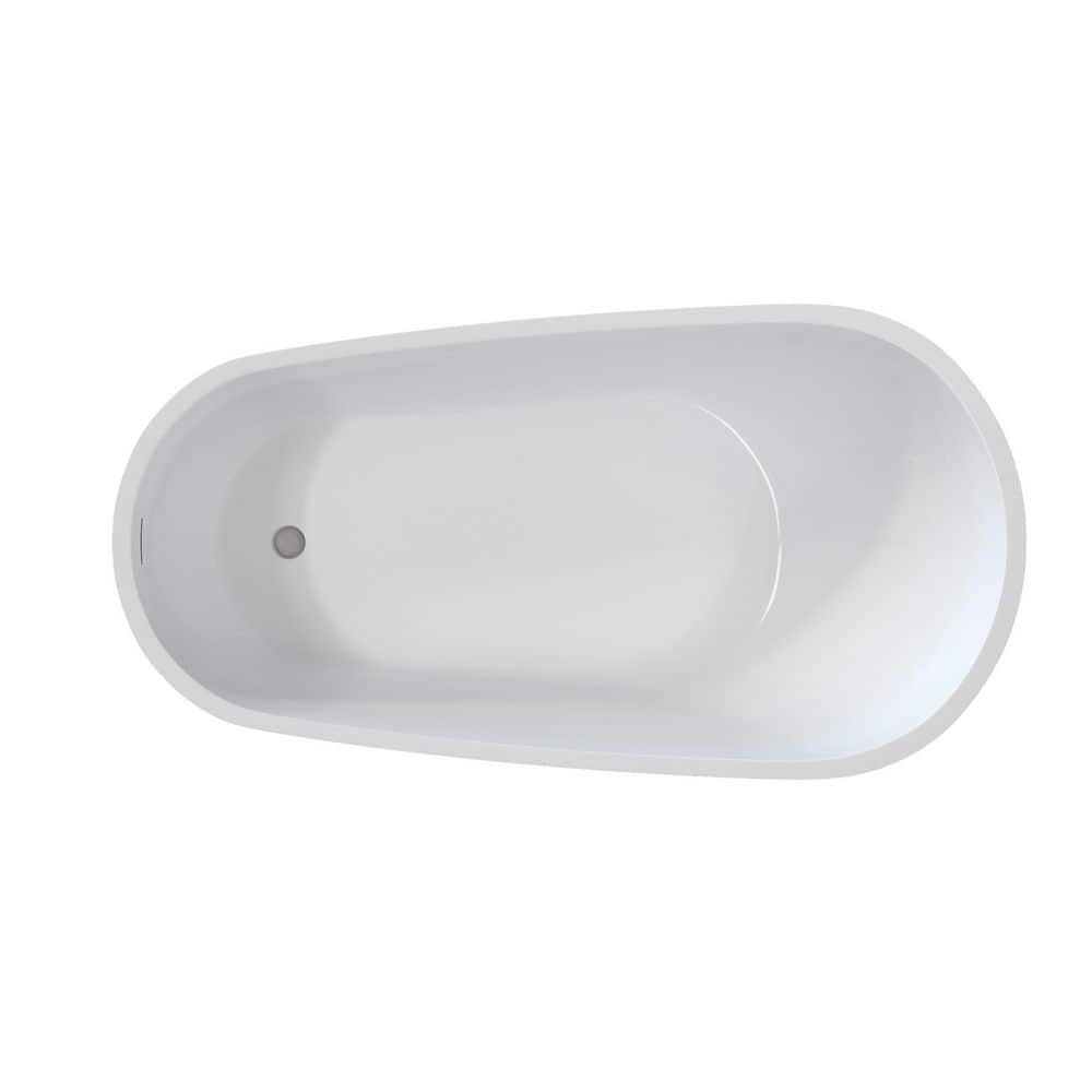 Boosicavelly 59 in. x 30 in. Acrylic Freestanding Soaking Bathtub with Reversible Drain in Glossy White (3)