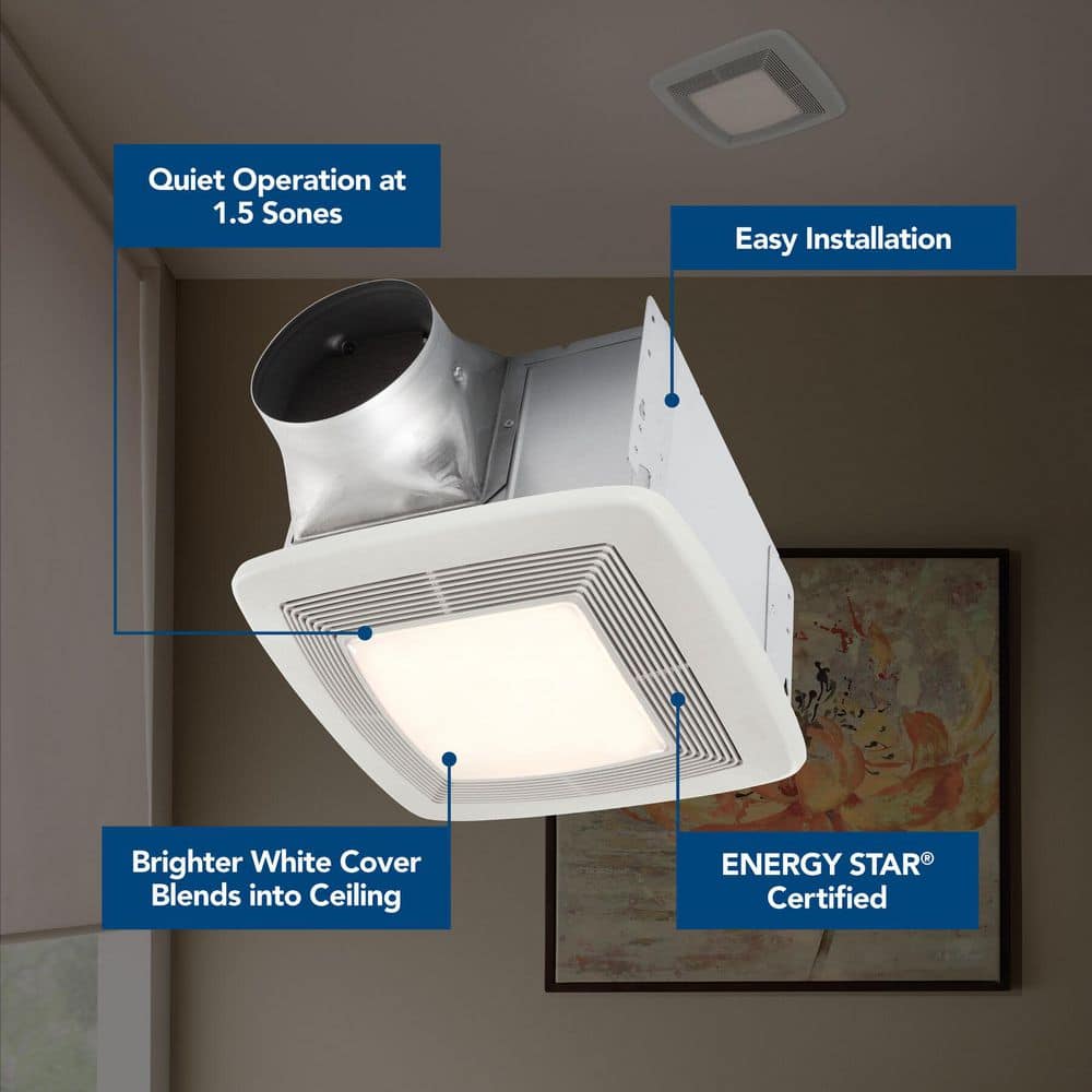 Broan-NuTone QT Series Quiet 130 CFM Ceiling Bathroom Exhaust Fan with Light and Night Light, 1.5 Sones Energy Star Certified (3)