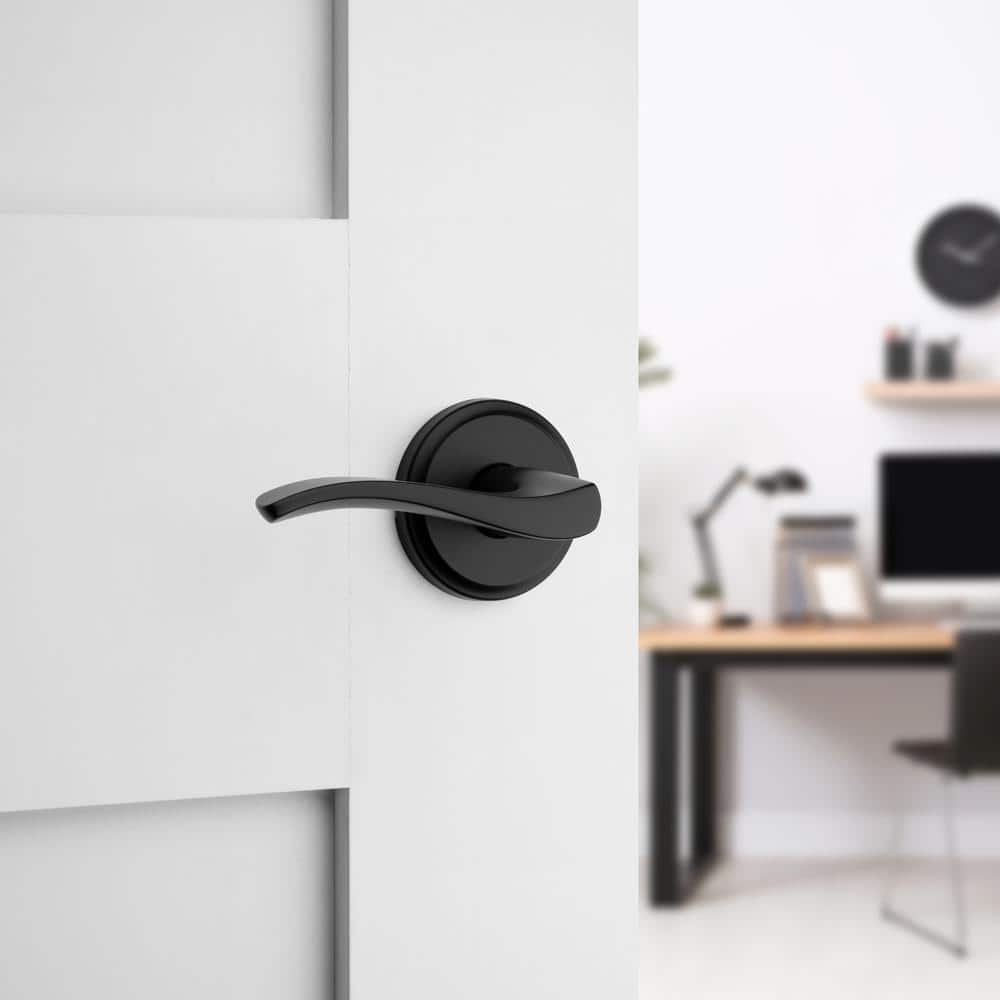 Kwikset Sedona Matte Black Reversible Round Wave Hall/Closet Door Handle (3)