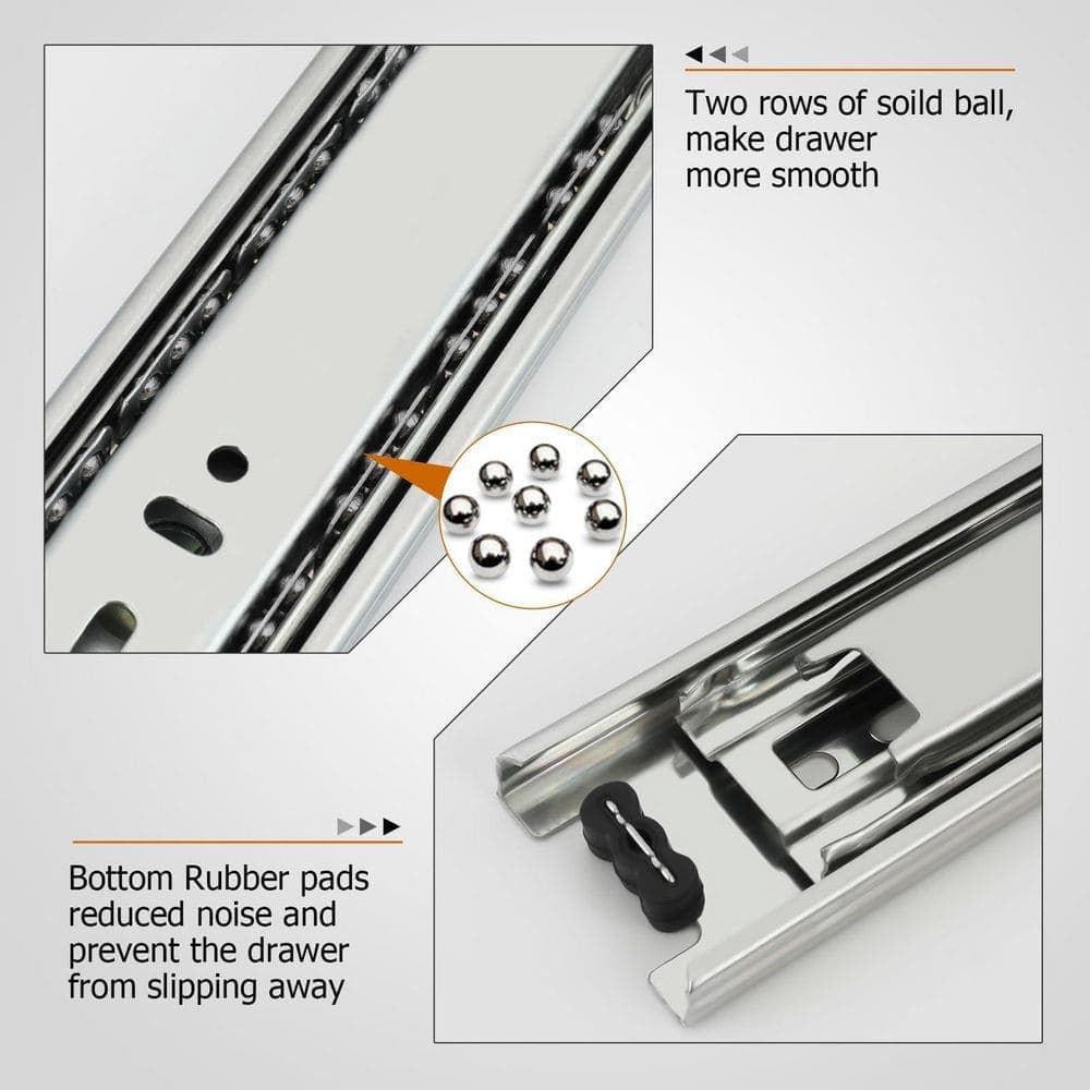 LAIFUCAM Full Extension 12 in. Zinc-Plated Steel Undermount Soft-Close Heavy Duty Ball Bearing Drawer Slides 1 Pair (3)