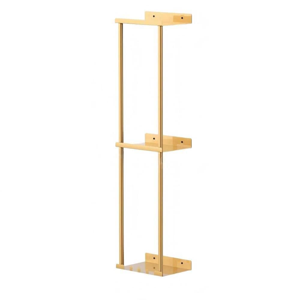 Numhew 2-Tier Double Screw-In Towel Rack, Powder Coated Stainless Steel, Holds up 6 Large Bath Sheets for Bathroom, Gold 1 Pack (1)