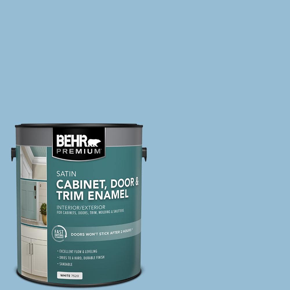 BEHR PREMIUM 1 gal. #M500-3 Blue Chalk color Satin Enamel Interior/Exterior Cabinet, Door & Trim Paint (1)