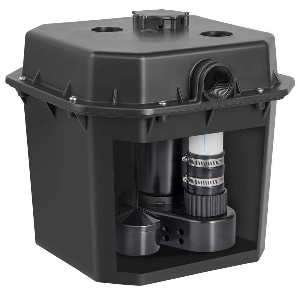 SKYSHALO Utility Sink Pump 1/3 HP 120-Volt 2900 GPH 25 ft. Head Under-Sink Sump Pump System with 6 gal. Basin Automatic