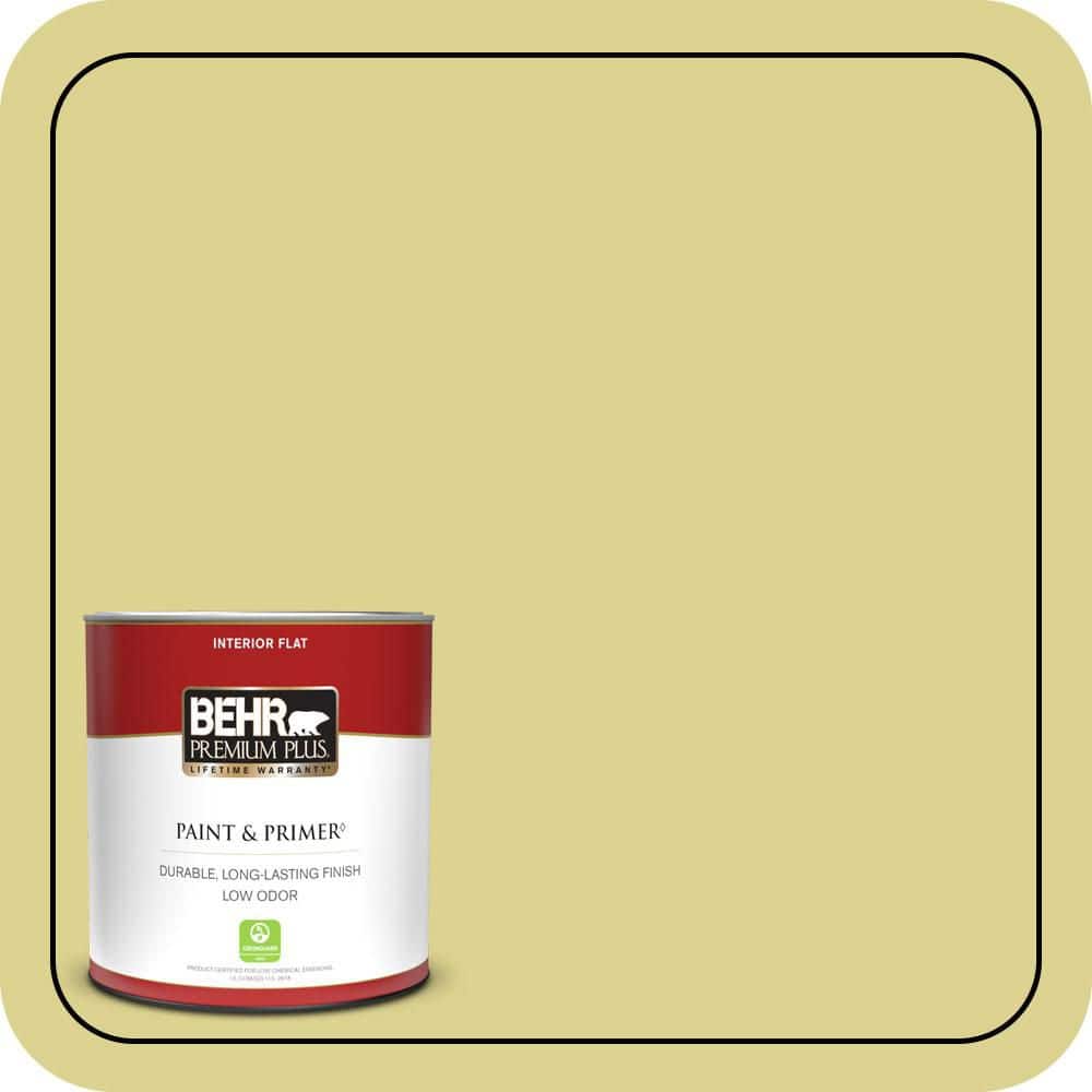 BEHR PREMIUM PLUS 1 qt. #T17-16 Thats My Lime Flat Low Odor Interior Paint & Primer