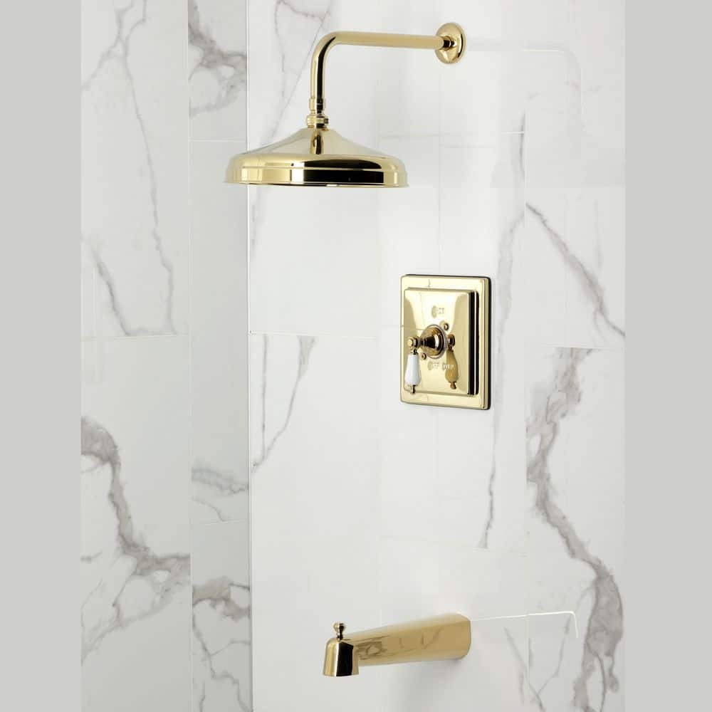 Kingston Brass Demure 1-Handle 1-Spray Tub and Shower Faucet 1.8 GPM in Polished Brass (2)