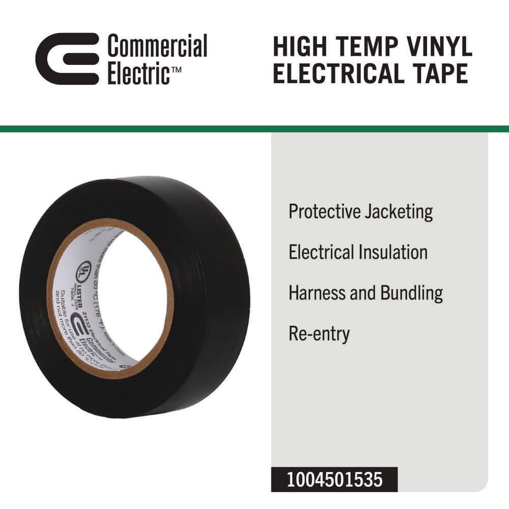 Commercial Electric 3/4 in. x 30 ft. Commercial Carded Electrical Tape, Black (4)