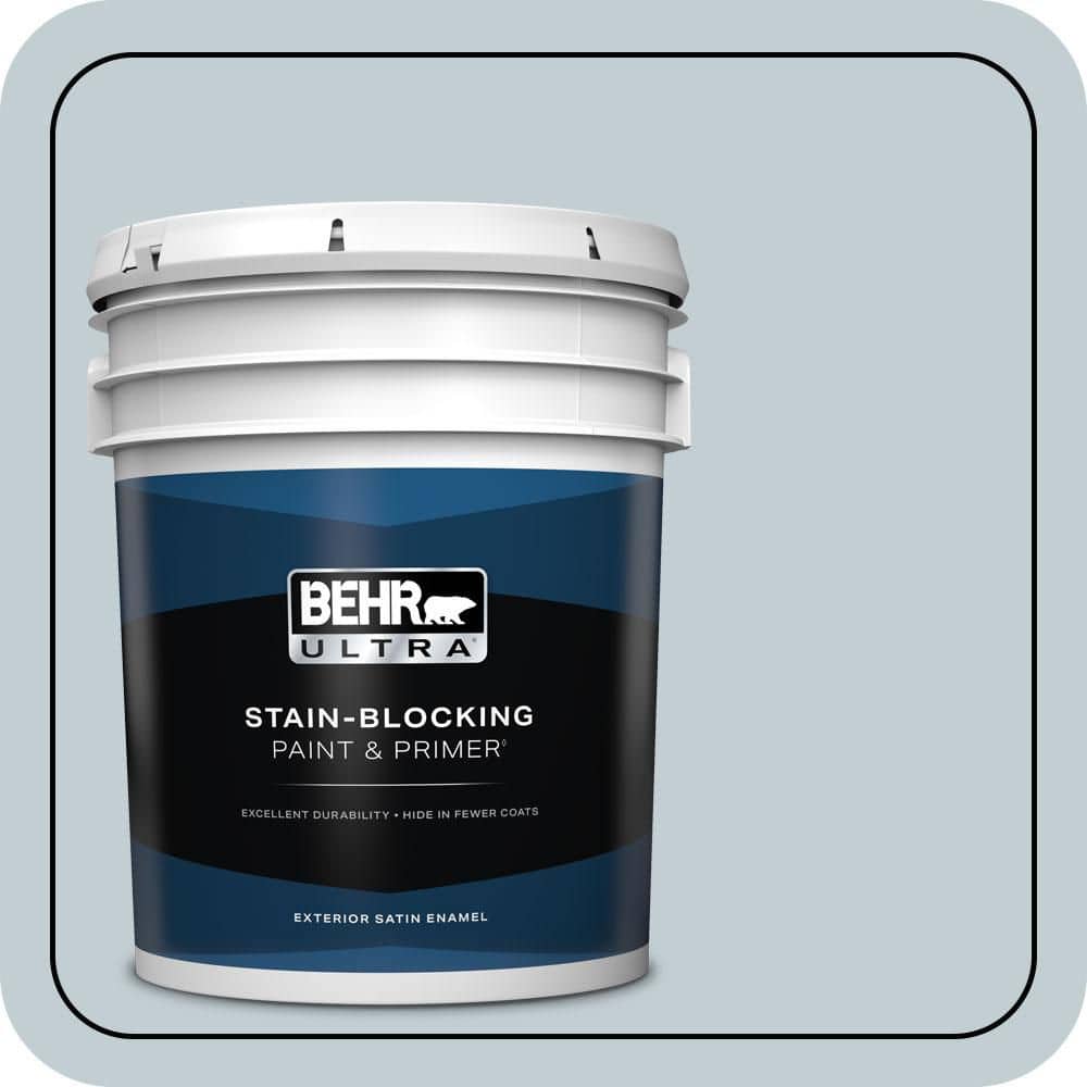 BEHR ULTRA 5 gal. #MQ3-58 Alice White Satin Enamel Exterior Paint & Primer