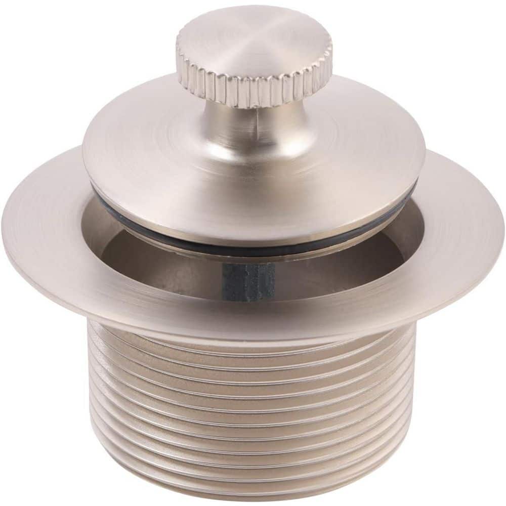 PLUMBFLEX SUPPLYGIANT Lift and Turn Tub Drain Stopper,1-1/2 Bathtub Drain Assembly, Nickel Plated Finish (1)