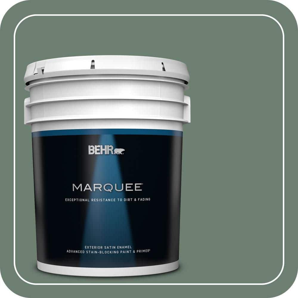 BEHR MARQUEE 5 gal. #460F-5 Island Palm Satin Enamel Exterior Paint & Primer