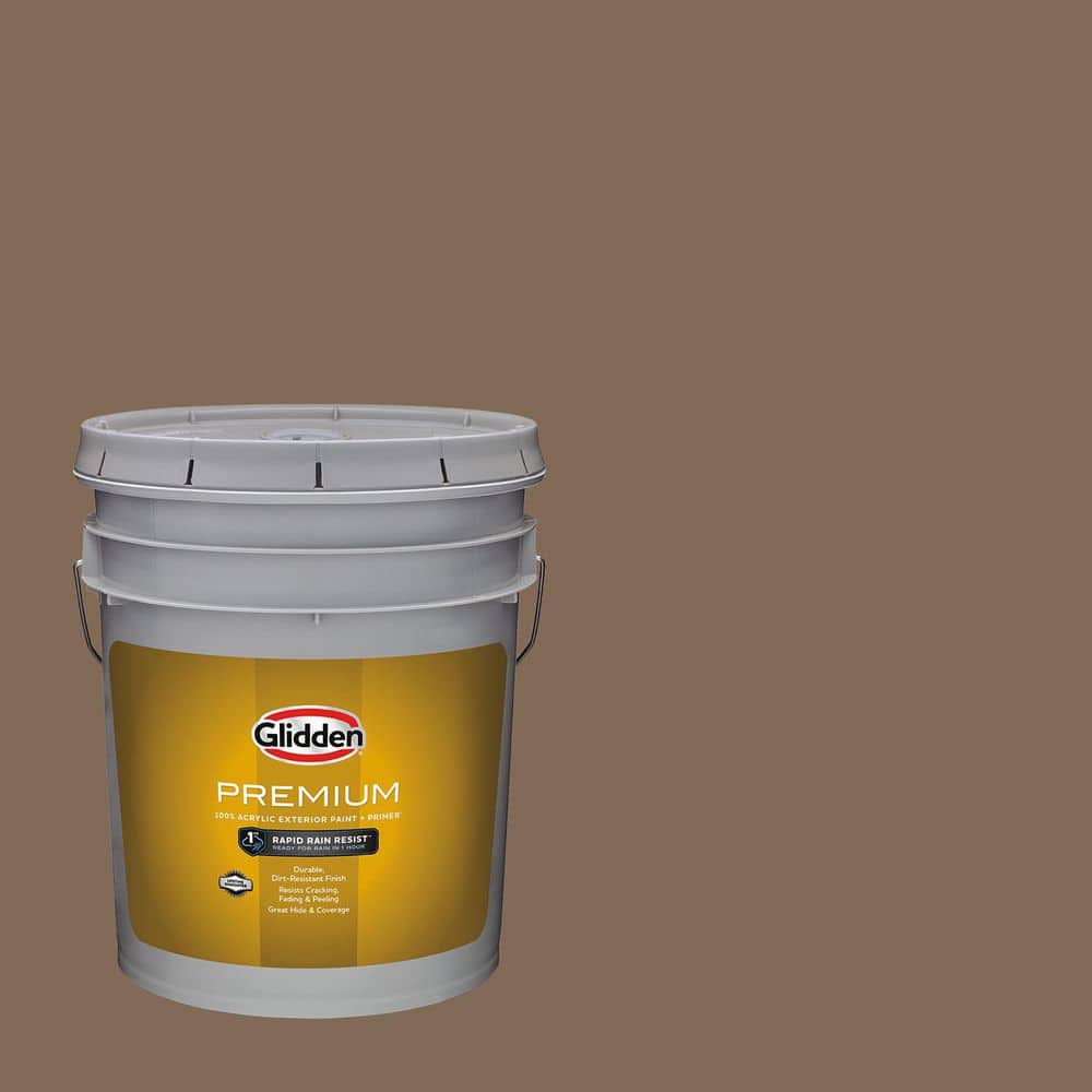 Glidden Premium 5 gal. PPG1077-6 Salted Pretzel Flat Exterior Latex Paint