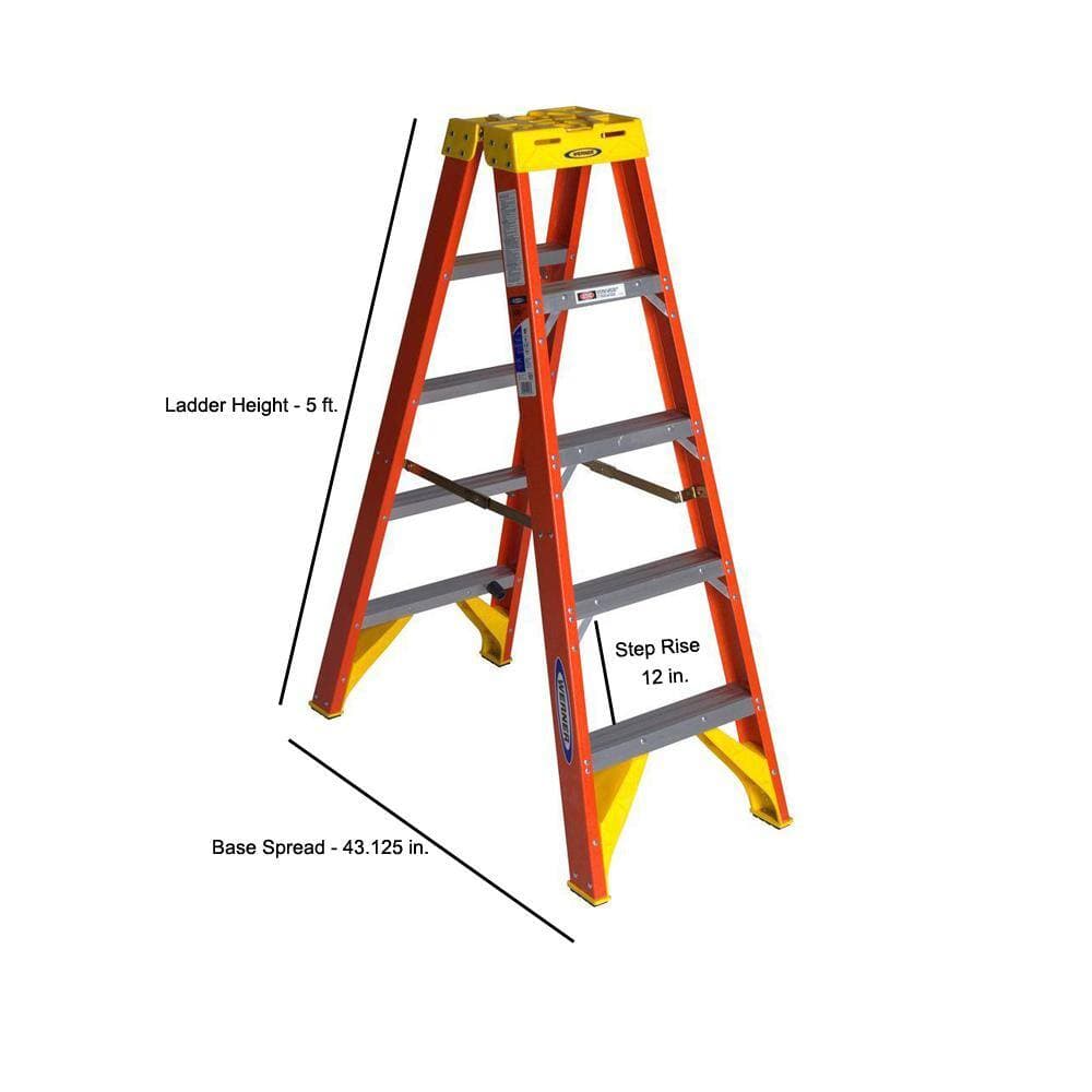 Werner Fiberglass Twin Step Ladder (9 ft. Reach Height) with 300 lb. Load Capacity Type IA Duty Rating (2)