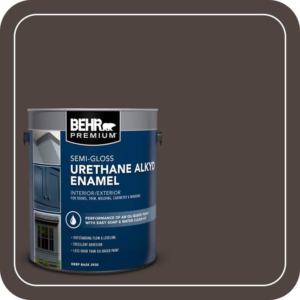 BEHR PREMIUM 1 gal. #790B-7 Bitter Chocolate Urethane Alkyd Semi-Gloss Enamel Interior/Exterior Paint