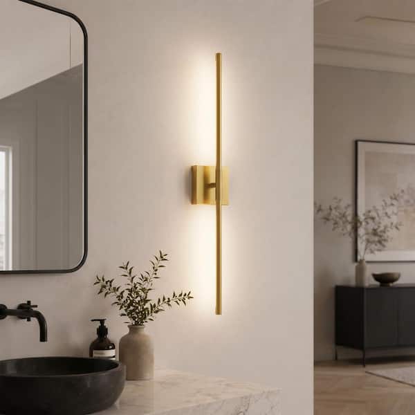 BETTERBEAM Cyrus 27.5 in. Gold LED Rechargeable Wall Sconce