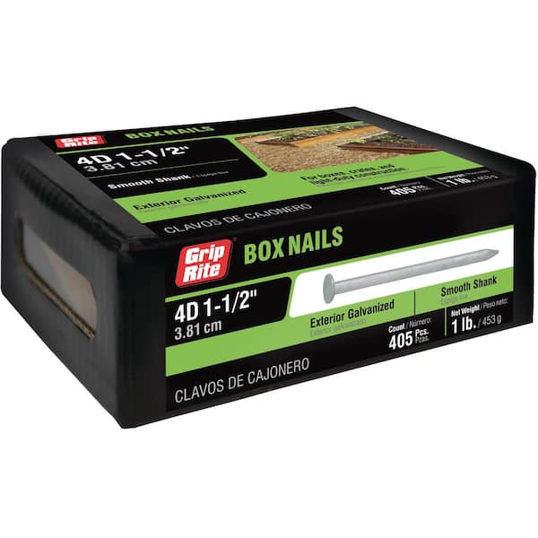 Grip-Rite 1-3/4 in. x 14-Gauge 5-penny Exterior Galvanized Steel Box Nails 1 lb. Box (4)
