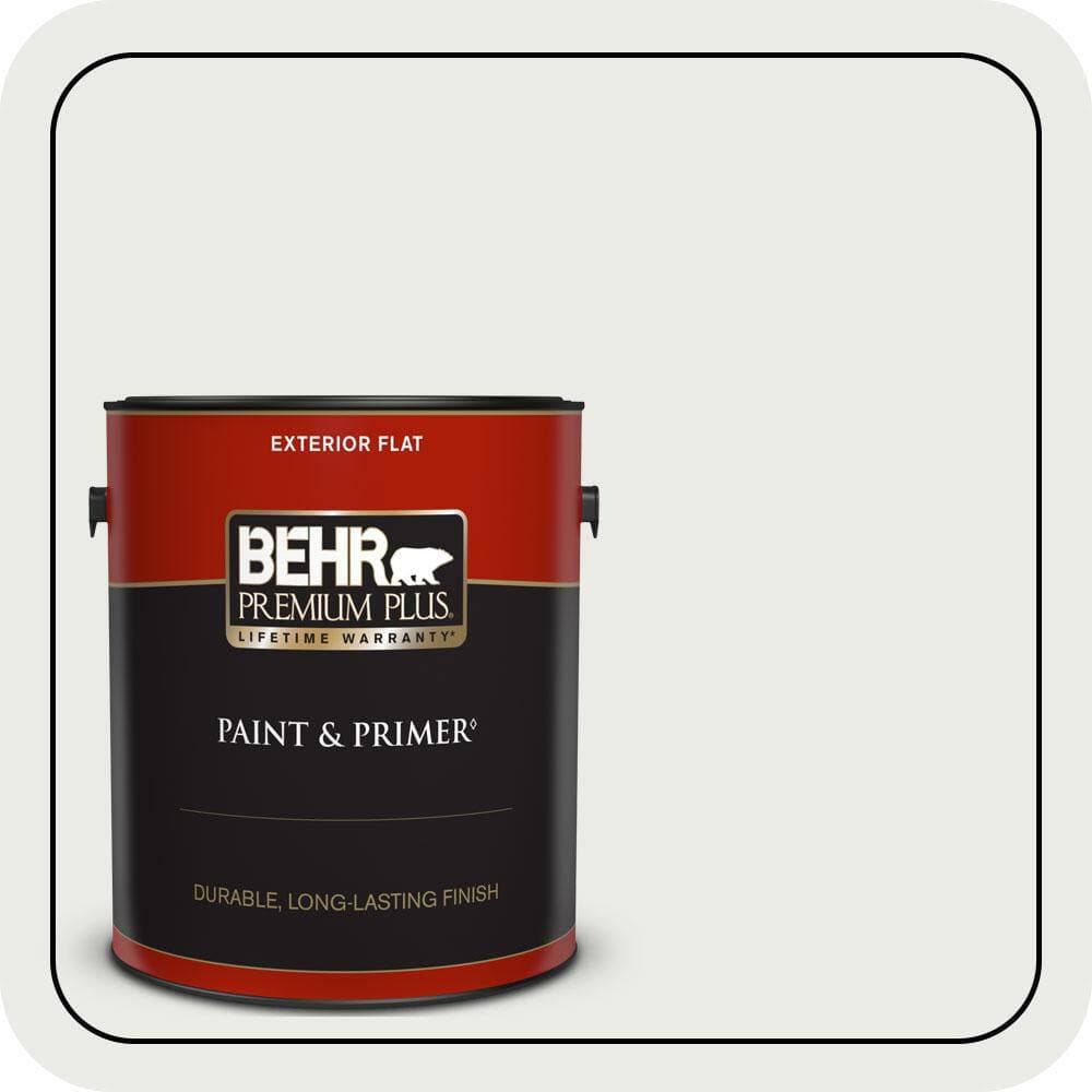 BEHR PREMIUM PLUS 1 gal. Designer Collection #DC-002 Statement White Flat Exterior Paint & Primer