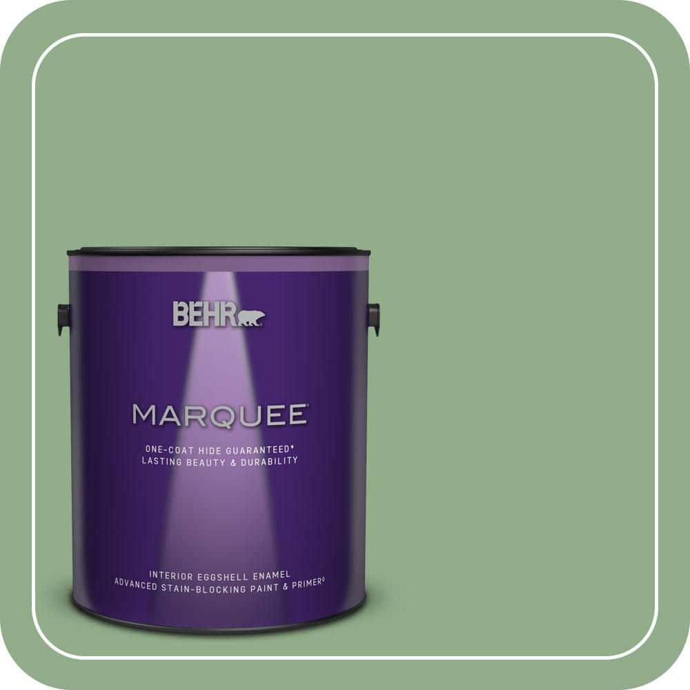BEHR MARQUEE 1 gal. #MQ6-46 Flora Green One-Coat Hide Eggshell Enamel Interior Paint & Primer (1)