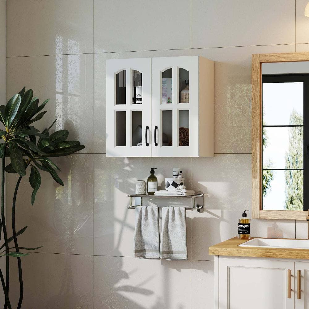 COWLOWN 23.62 in. W x 12.6 in. D x 23.62 in. H Bathroom Storage Wall Cabinet in White (2)