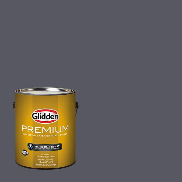 Glidden Premium 1 gal. PPG1013-6 Gray Flannel Satin Exterior Latex Paint (2)